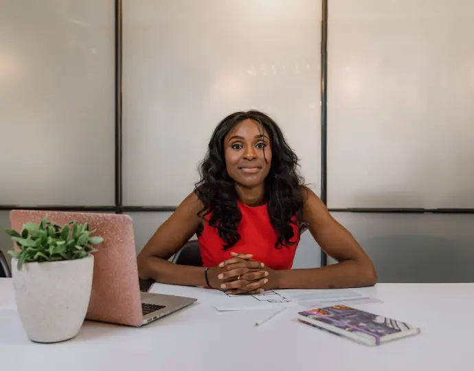 Presenter at the news desk